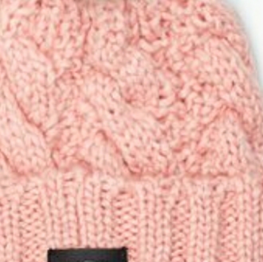 UGG Pom Knit Cable Beanie Faux Fur Pink Winter Hat - Picture 4 of 5